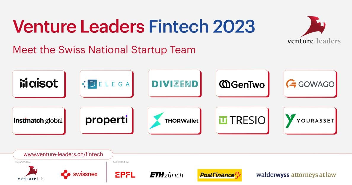 Venturelab announces Swiss National Fintech Team 2023: Ten startups set for London roadshow